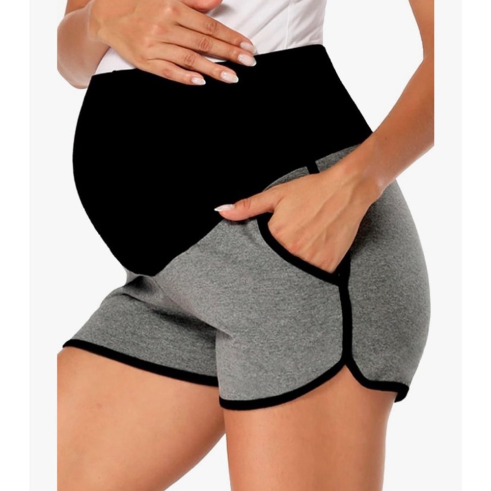 Heather Grey Maternity Shorts with Pockets NWOT